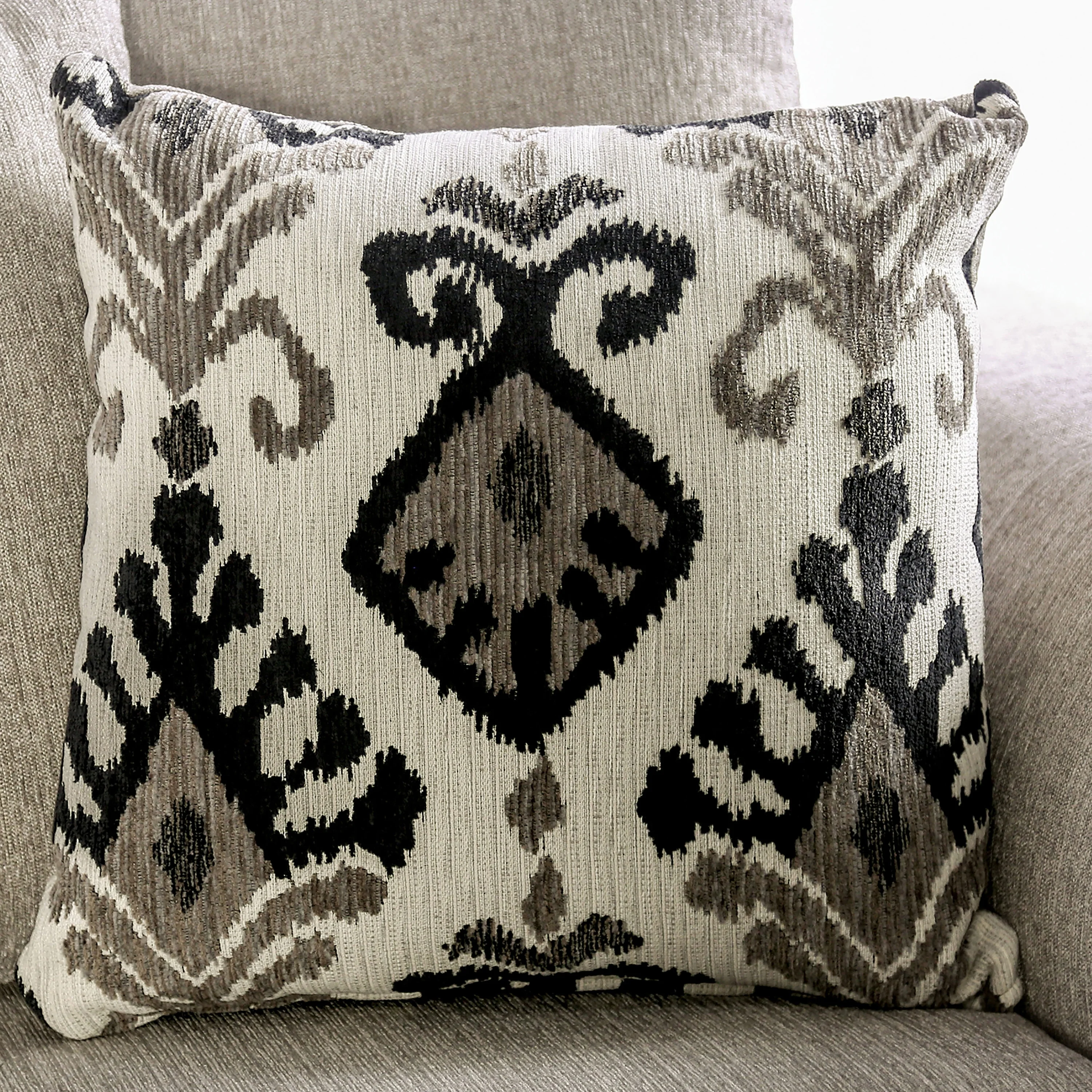 Furniture of America Deltin Transitional Light Taupe Fabric Upholstered Flared Arms Sofa by