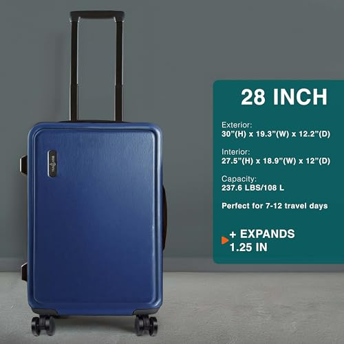 22 Inch Carry On Luggage 22x14x9 Airline Approved, Carry On Suitcase with Wheels, Hard-shell Carry-on Luggage, Durable Luggage Carry-On, Black Small Suitcase with Cosmetic Case