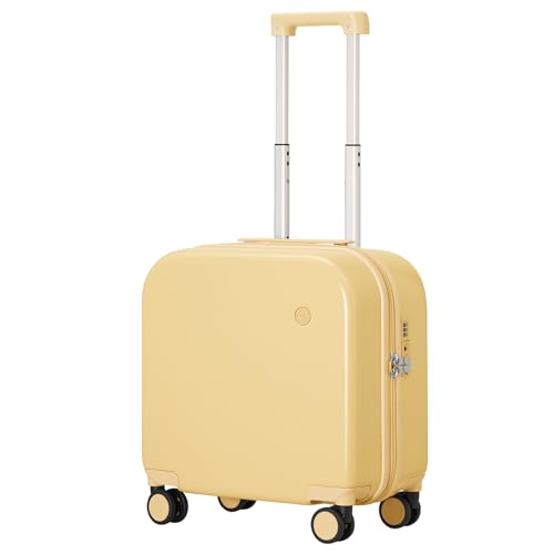 mixi Upgrade Carry on Luggage 14 Inch Underseat Personal Item Suitcases with Spinner Wheels, Hardside Rolling Suitcase PC with TSA Lock Lightweight Travel Case, Fine Grid Black