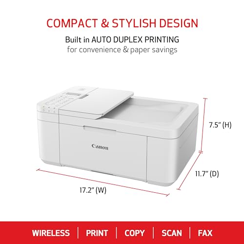 Canon PIXMA TR4720 All-in-One Wireless Printer Home use, with Auto Document Feeder, Mobile Printing and Built-in Fax, White