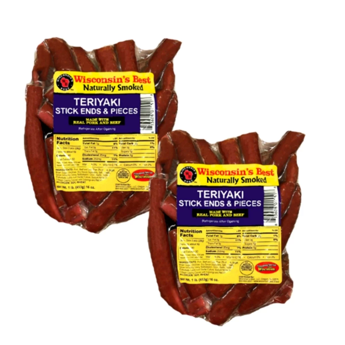 WISCONSIN'S BEST - 100% Beef Meat Snacks -JALAPENO CHEDDAR CHEESE Ends and Pieces Snack Stick Pack. 100% Wisconsin Cheddar Cheese, High Protein, Low Carb, Keto Friendly, 2 lbs. (2-16 oz. Packages)