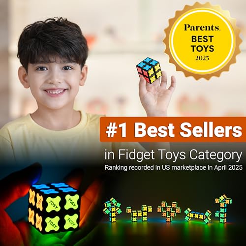 TOSY Magnet Cube 4x4 - 70 Blocks, 560 Magnets, Multipurpose: Creative Building Blocks, Transformable Fidget Spinner, Puzzle/Infinity Cube, Christmas Stocking Stuffers Gift for Kids, Glowing STEM Toy
