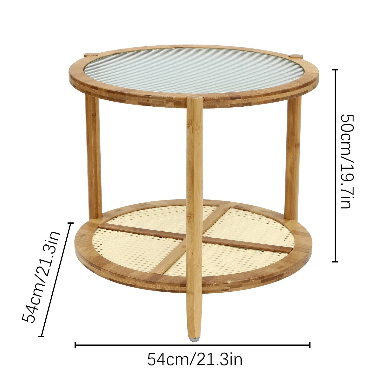2-Tier Sofa Side End Table Round Nightstand Coffee Table for Living Room Bedroom