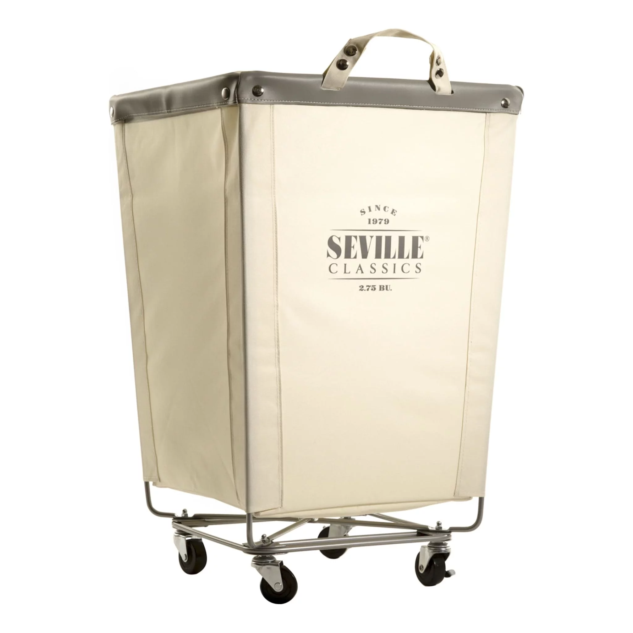 Seville Classics Commercial Heavy-Duty Canvas Laundry Basket Hamper with Wheels, 18.25
