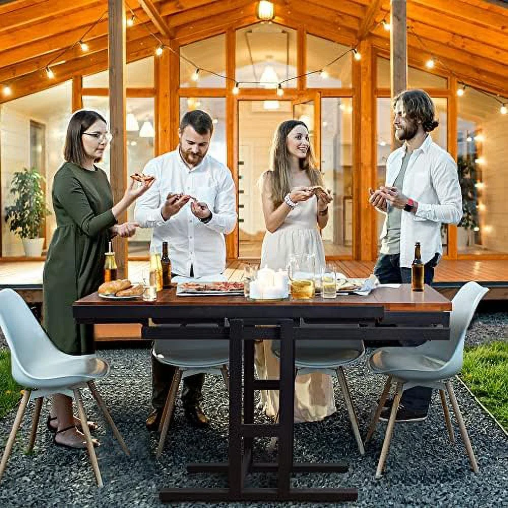 RUNFAYBIU Dining Table for 4-6 People Convertible 47.24 INCH Multi-Functional Dining Table Seamlessly Transition Dining Table and  Solid Wood and Metal Frame Space-Saving for Any  Walnut