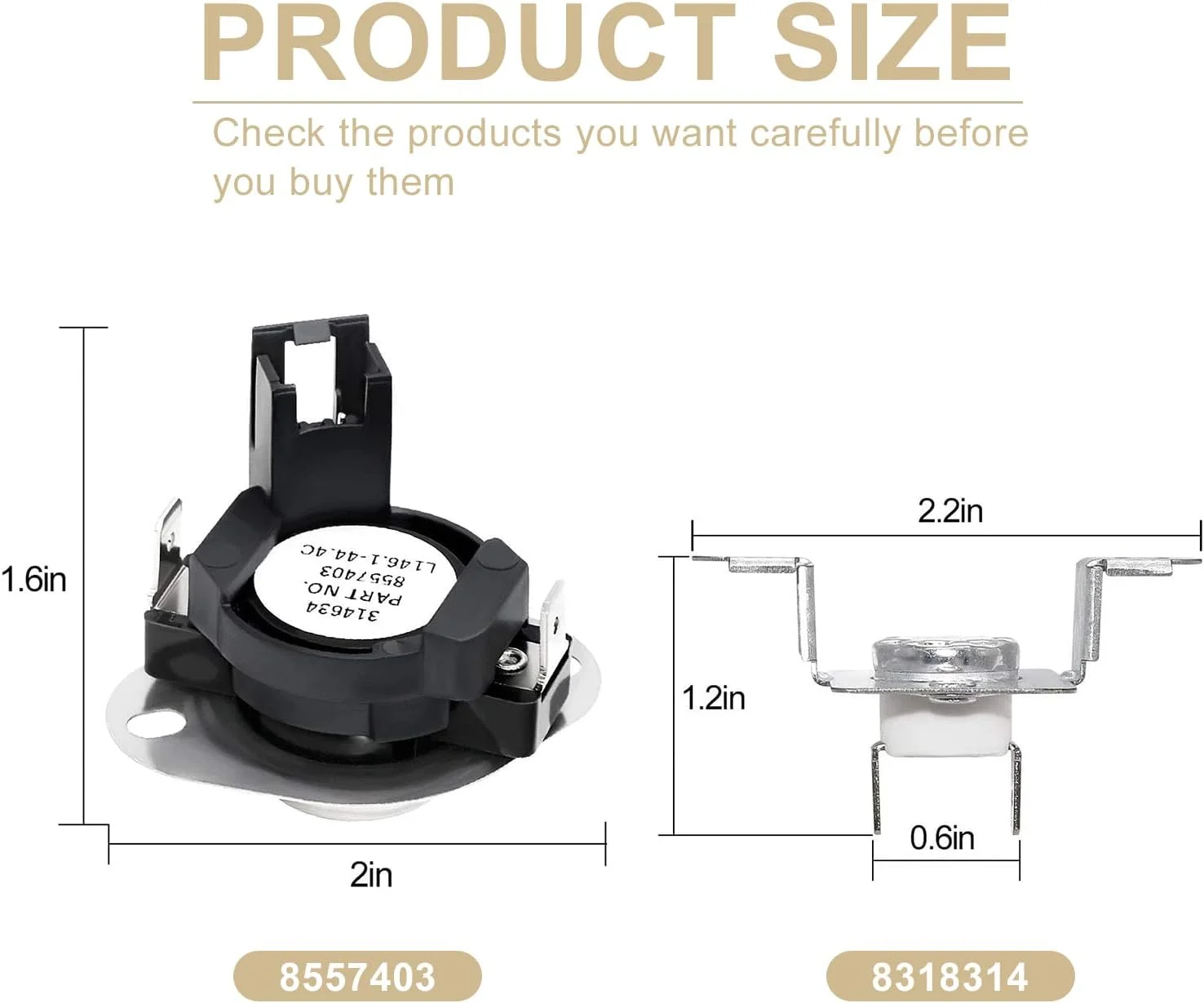 280148 Thermal Cut Off kit Includes dryer heating element 8557403 Dryer Thermostat kit & 8318314 Thermal Fuse Replacement Parts -Replaces 280148VP AP3874047 1175772 PS991443