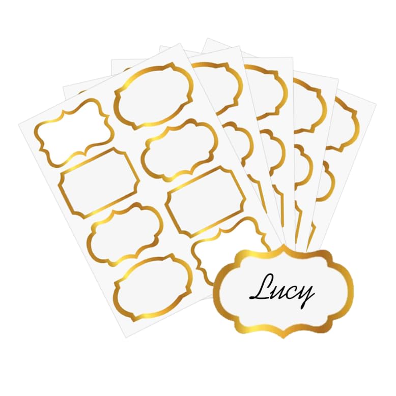 Gold Name Tag Stickers Permanent Adhesive Writable Gift Tag Stickers,2x3 inch,200 Pcs
