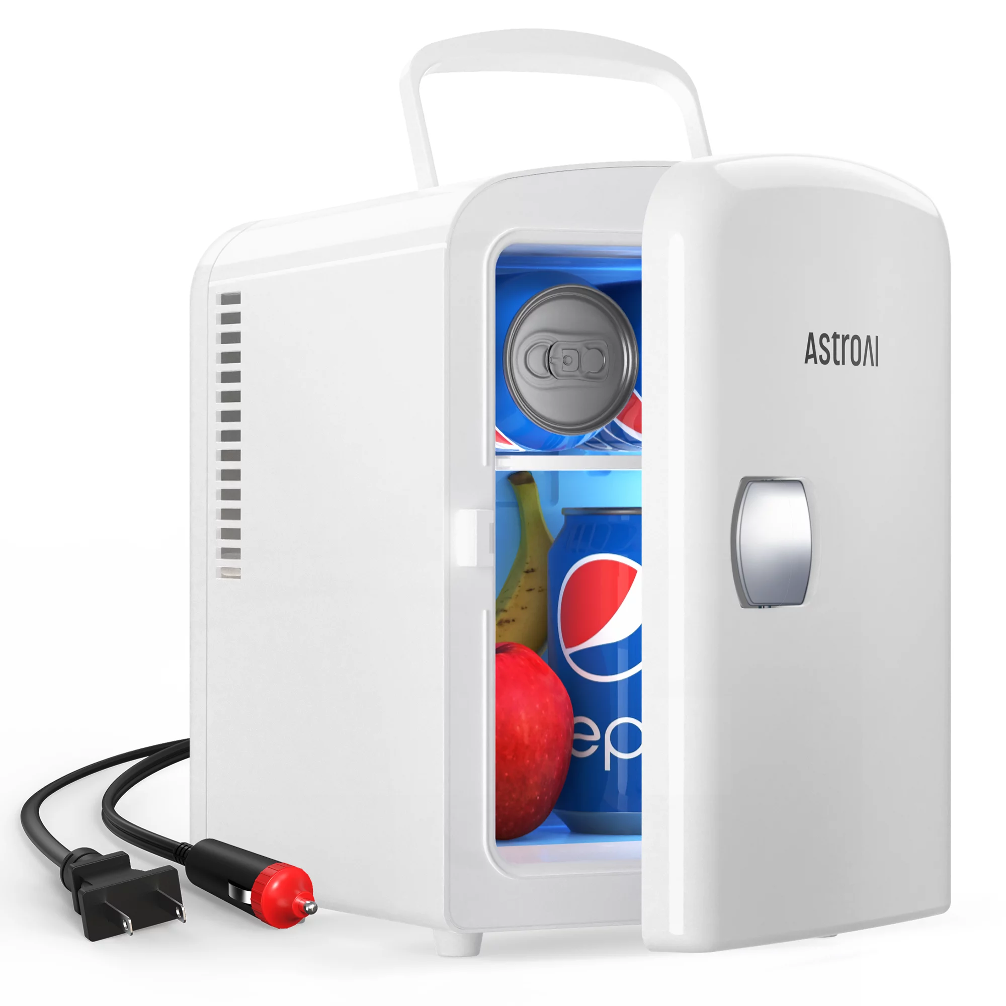 Mini Fridge, 6 Can 4 Liter Portable Electric Cooler, AstroAI Personal Refrigerator Skincare for Bedroom DC/AC, for Gift