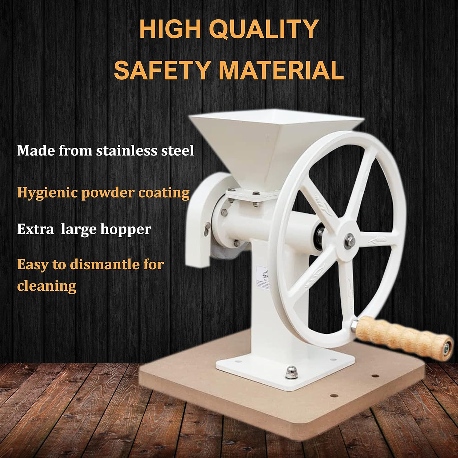 Manual Hand Grain Mill With Steel Disc, High Hopper Grain Grinder For Flour Dry Household Cereals Herbs Corn Kitchen Spices Coffee Bean Wheat Grinder, Grain Mill Grinder For Home
