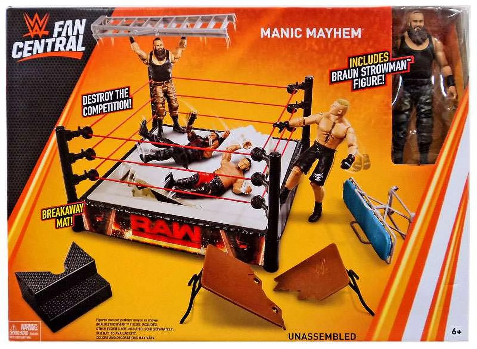 WWE Wrestling Fan Central Manic Mayhem Ring Playset (Includes Braun Strowman)