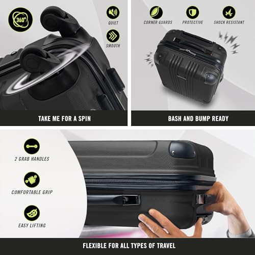 Kenneth Cole REACTION Out of Bounds Lightweight Hardshell 4-Wheel Spinner Luggage, Cobalt Blue, 20-Inch Carry On