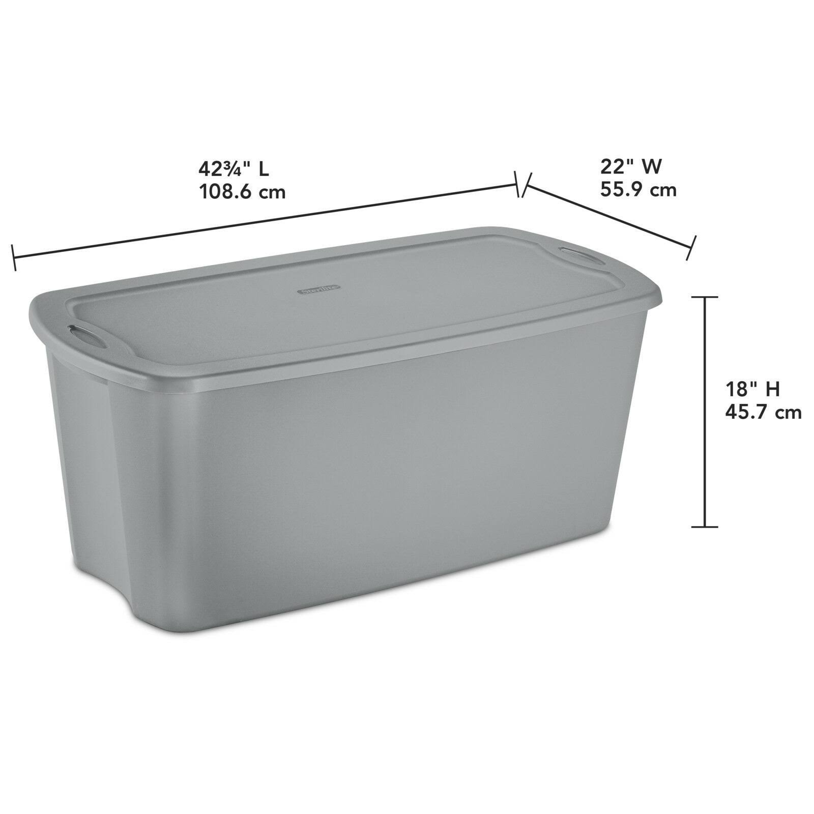 Sterilite 50 Gal Tote Box, Titanium Case of 4