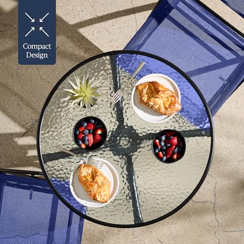 Best Choice Products 3-Piece Patio Bistro Dining Furniture Set w/Glass Tabletop, 2 Folding Chairs, Steel Frame, Polyester Fabric - Gray