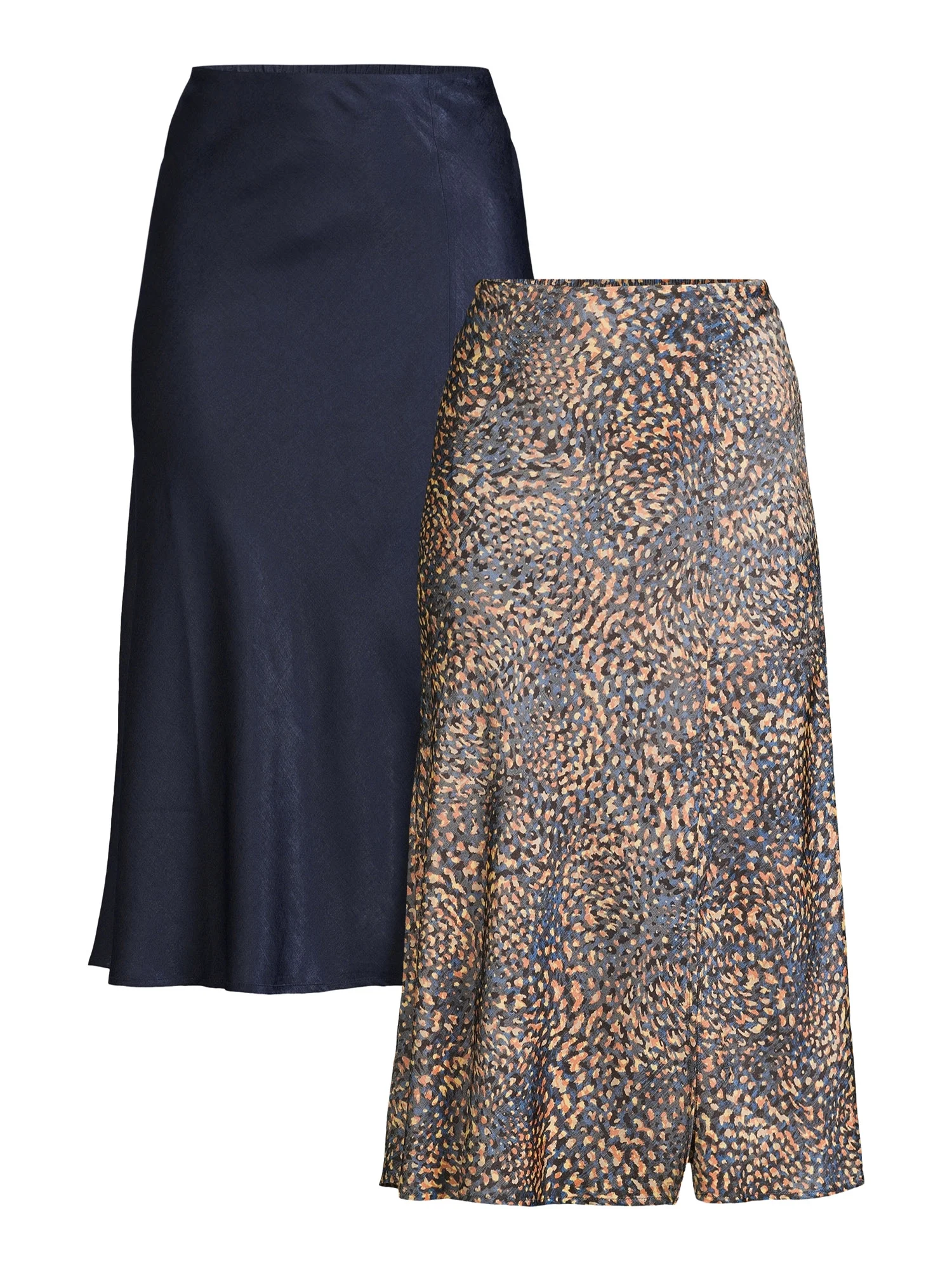 Time and Tru Women's Midi Slip Skirt, 2-Pack, Sizes XS-XXXL