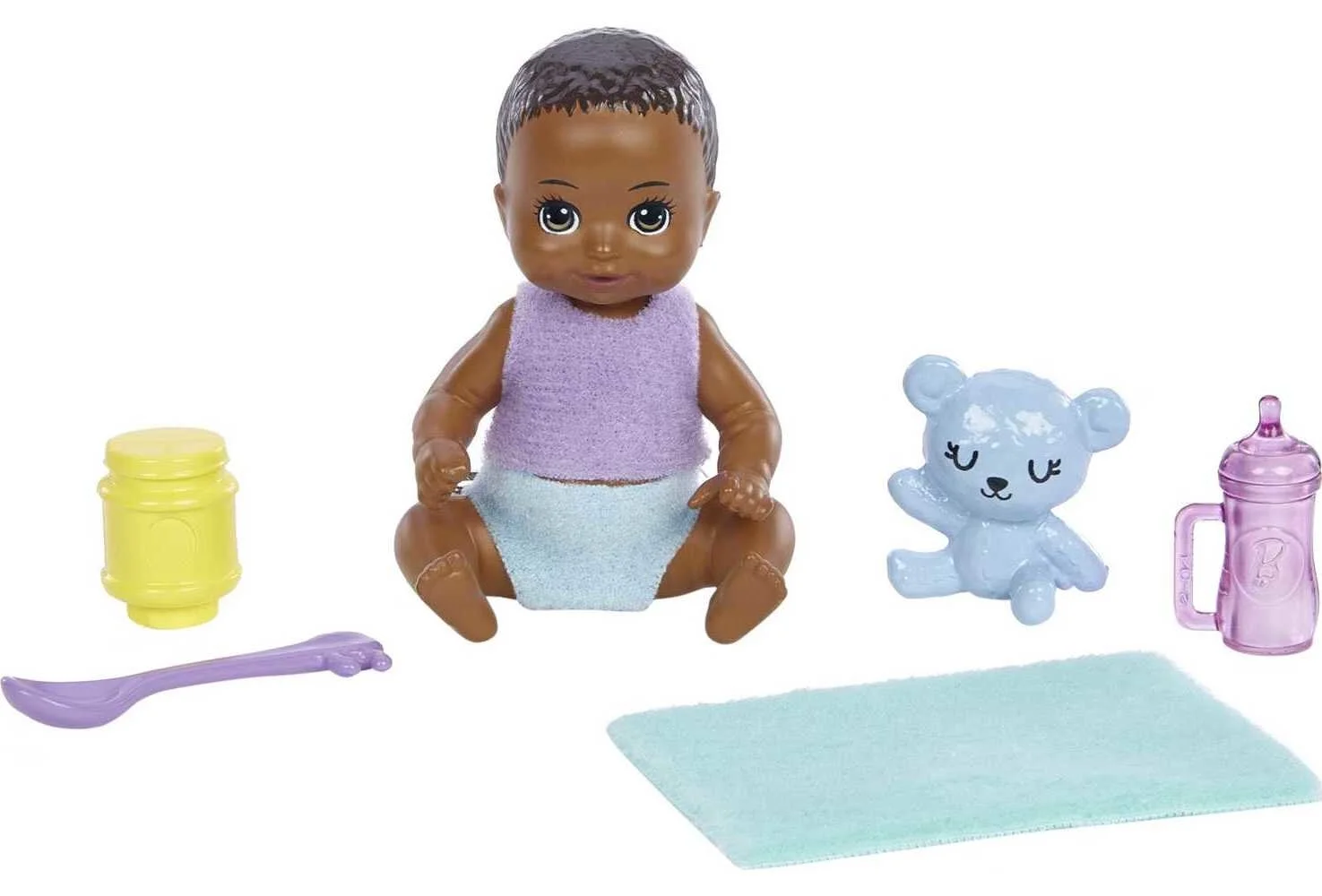 Barbie Skipper Babysitters Inc Doll in Argyle Skirt with 2-Tone Hair, Baby Doll & 5 Themed Pieces