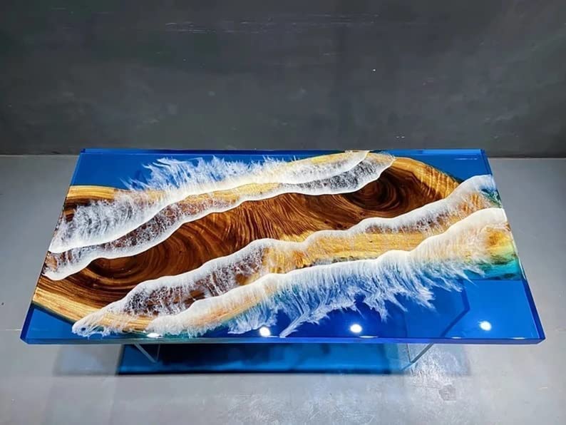 Personalized Large EPOXY Table, Resin Dining Table for 2, 4, 6, 8 River Dining Table Top, Wood Epoxy Coffee Table Top, Living Room Table (without Stand, 48 x 24 Inches)