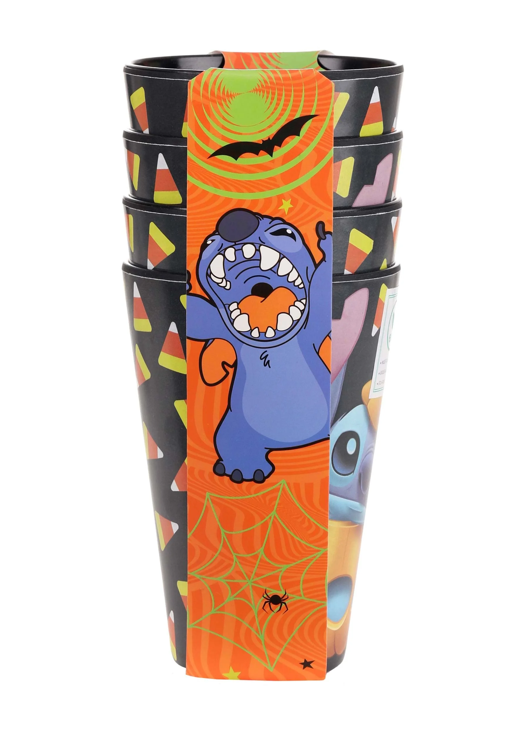 Disney Stitch Jack O'Lantern Black Tumblers Set of 4
