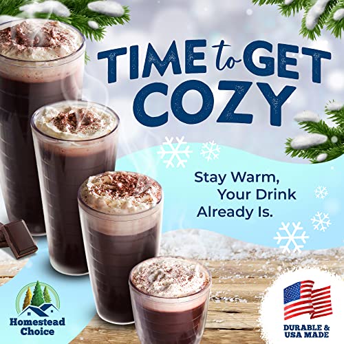 Homestead Choice 16oz Insulated Tumblers Plastic Keeps Drinks Cold & Hot, 4pack Double Walled Clear Insulated Drinking Glasses Cup, BPA-Free, Dishwasher Safe Reusable, Camping,Travel, Kitchen, Party