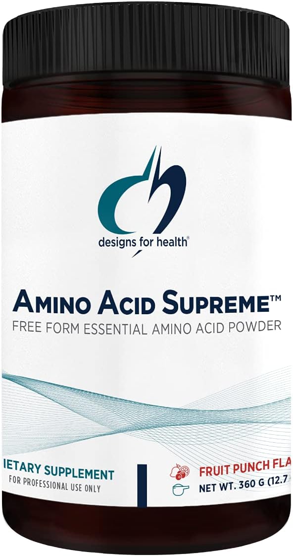 Designs for Health Complete Amino Acid Powder with BCAAs - Amino Acid Supreme, Fruit Punch (30 Servings / 360g)