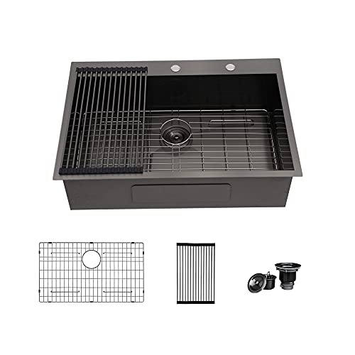 25 Inch Utility Laundry Sink Drop In 16 Gauge Stainless Steel Single Bowl Laundry Room Sink Laundry & Utility Room Kitchen Sinks 25