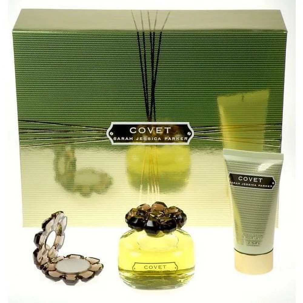 Covet by Sarah Jessica Parker Gift Set -- 3.4 oz Eau De Parfum Spray + 2.5 oz Body Loiton + Perfume Compact for Women