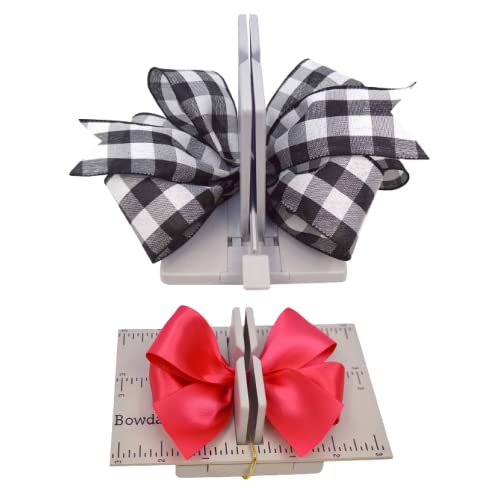 Bowdabra Combo Pack Bow Maker for Ribbon for Wreaths (Set of 4 Tools), Art Supplies Craft Kit Set, Bows for Crafts Wedding Decor, Arts and Crafts for Adults - Wreath Making Supplies Kit, Gray