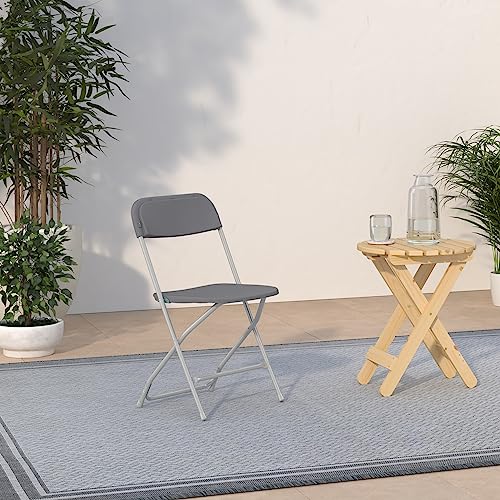 EMMA + OLIVER Set of 10 Plastic Folding Chairs - 650 LB Weight Capacity Lightweight Stackable Folding Chair in Black