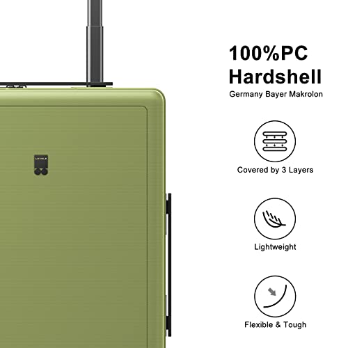 LEVEL8 Hard Shell Carry on Luggage Airline Approved, Carry-on Suitcases with Wheels, Lightweight Luminous Textured Hardside Travel Bag with Tsa Lock, 20 Inch, Black