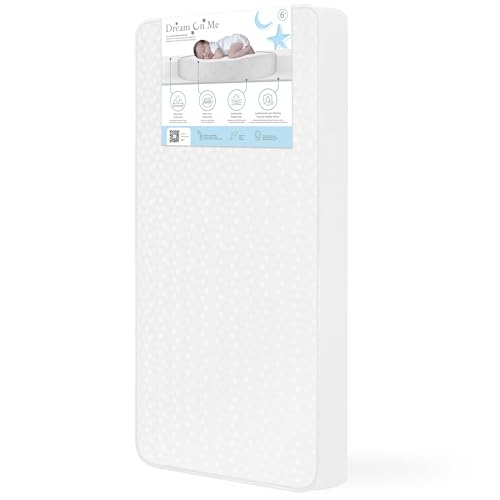 Dream On Me Breathable Full Size Firm Foam Crib and Toddler Bed Mattress, White Floral Cover, 6 Inch