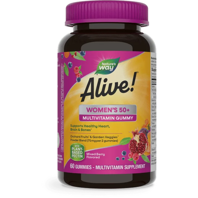 Nature's Way Alive Women's 50+ Gummy Vitamins Fruit Flavors 60 Each (Pack of 6)