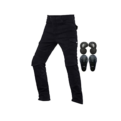 Motorcycle Riding Jeans Dirt Bike Racing Pants 4 Detachable Armors for Knees, Crotch Men's/Women's Motorcycle Gear (Color : Blue, Size : Large/32)