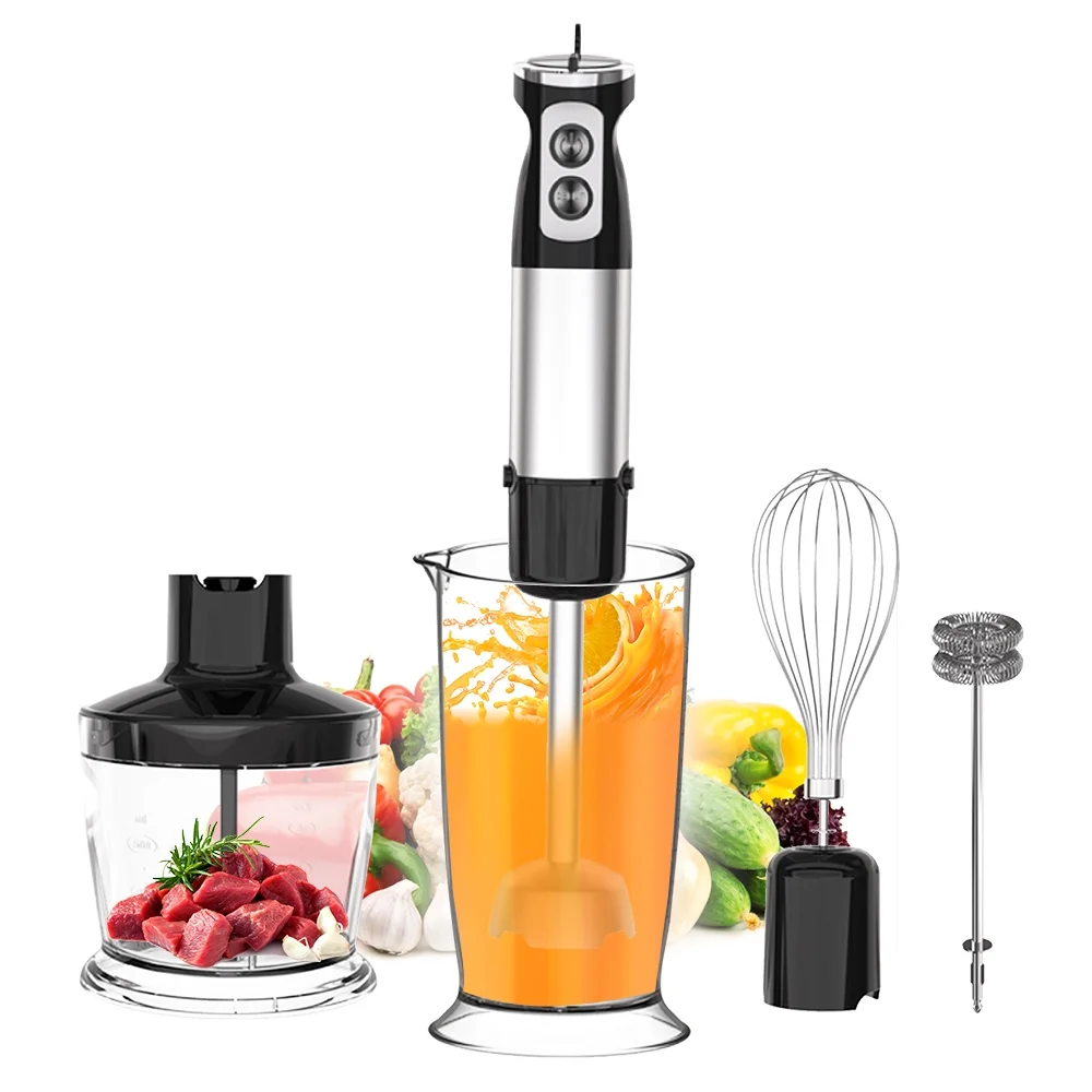 Anself Blender Five Pieces Home 500W Big Power Cooking Machine Handheld Whisk Crush Rod Grinding Cup Meat Grinder Bowl Combination Food Supplement Juicer