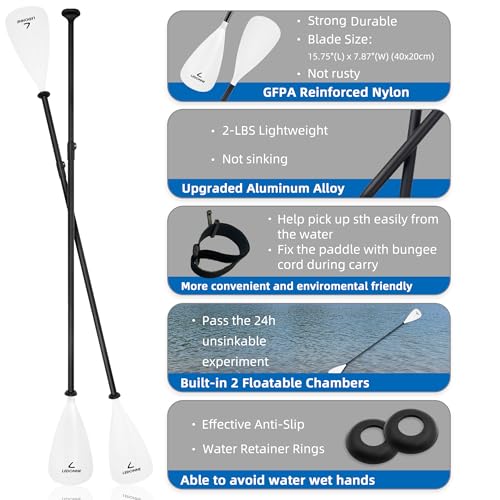 LEDONNE SUP Paddle 4-Piece Adjustable Kayak Paddle Floating Lightweight Paddle Board Oar with Aluminum Alloy Shaft and 2 Nylon Blades Best Price Based on Our 3 Million Sets Per Year 500 bought monthly