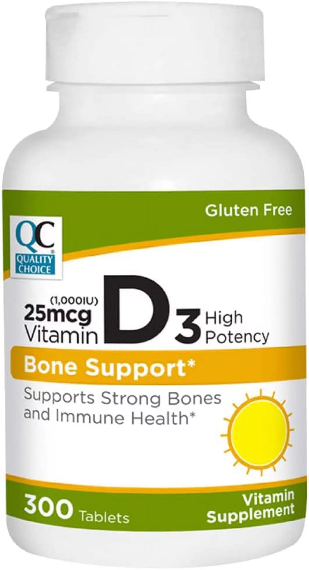 Quality Choice 25mcg Vitamin D3 High Potency Bone Support Tablets, 300 Count - Pack of 4