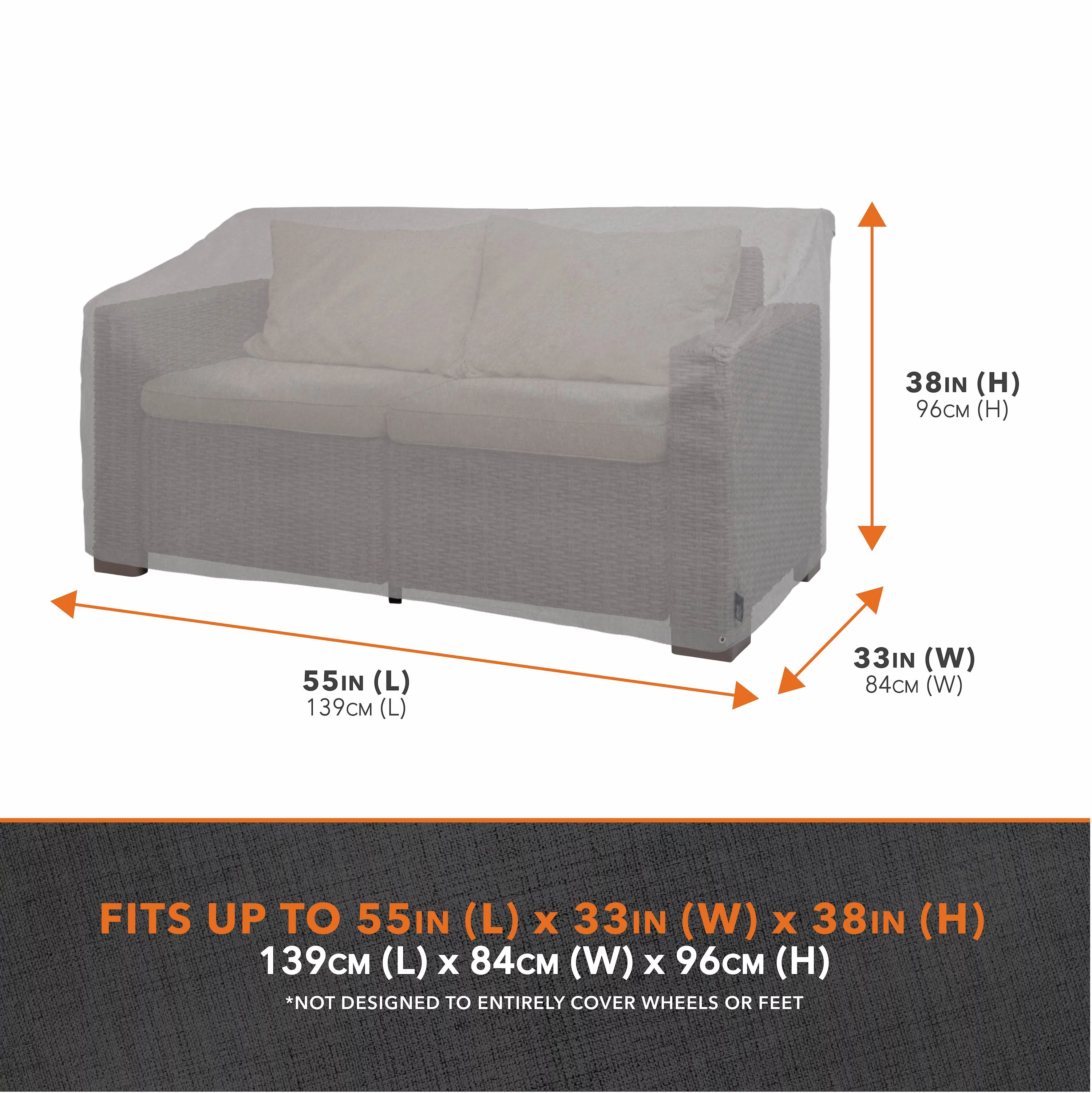 Modern Leisure Garrison Patio Loveseat Cover, Waterproof, Small, 55