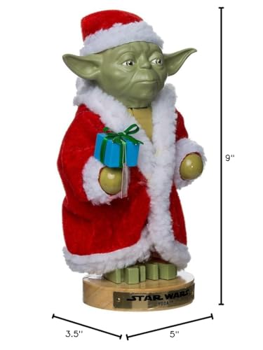 Kurt Adler Yoda in Santa Robe Nutcracker, 9-Inch, Red-Green