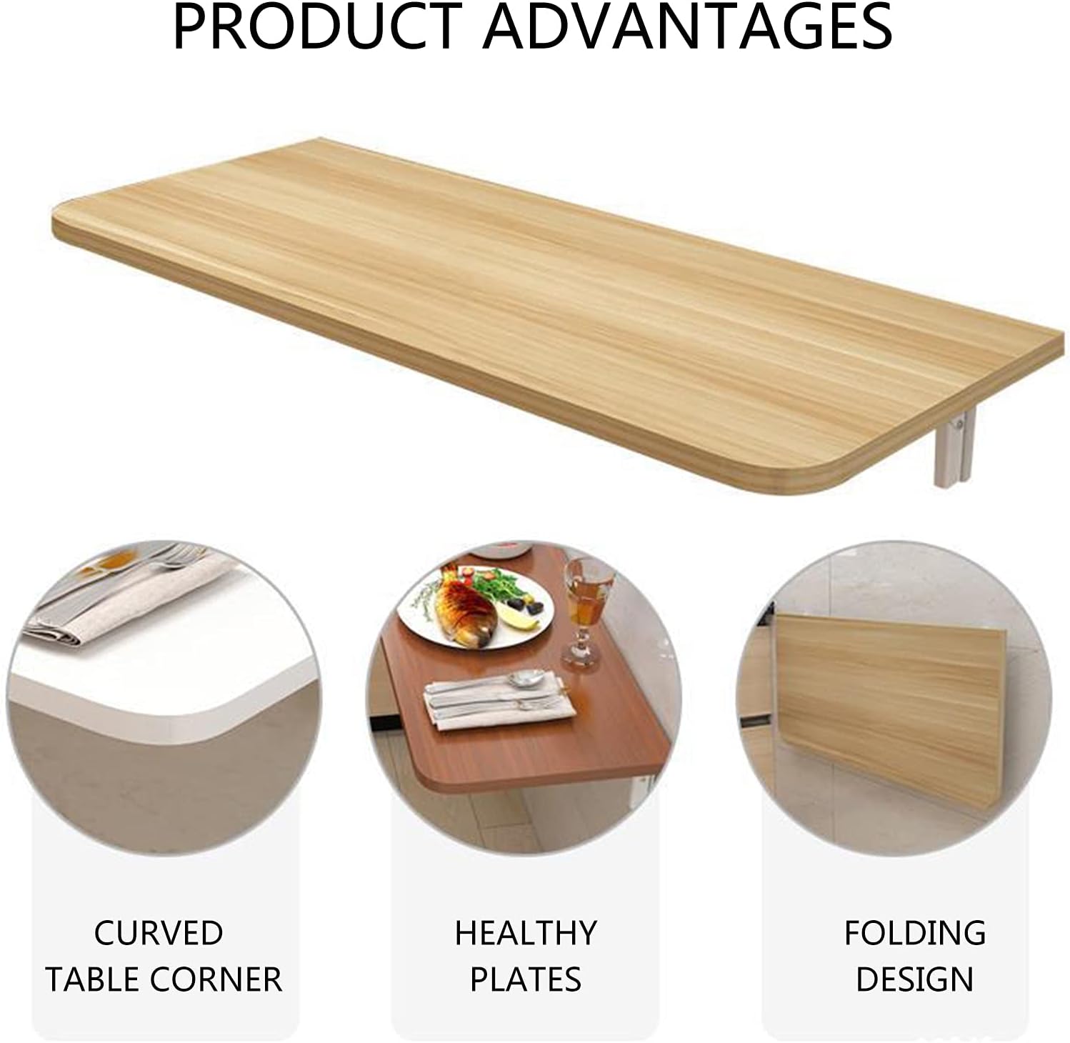 Wall-Mounted,Floating Wall Desk,Drop-Leaf Floating Computer Desk Dining Table for Home Kitchen Office,C-50 * 40cm Fashionable