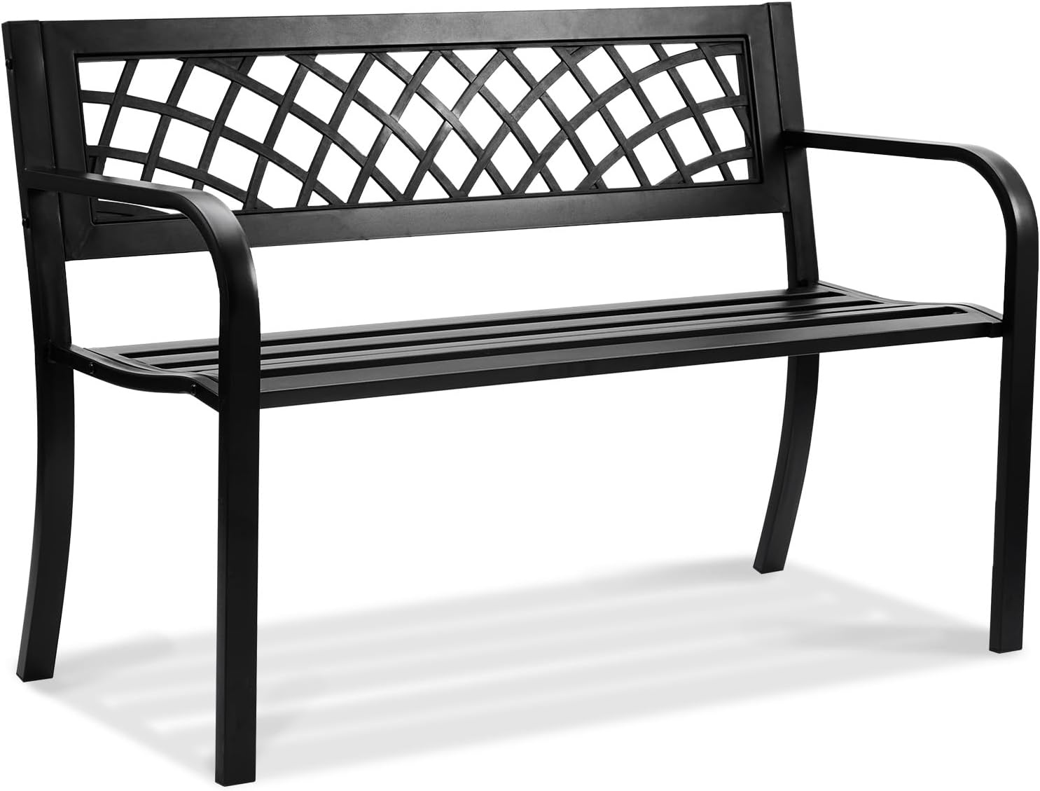 VEVOR Outdoor Bench,46 inches Metal Garden Bench for Outdoors, 480 lbs Load Capacity Bench, Outdoor Garden Park Bench with Backrest and Armrests, Patio Bench for Garden, Park, Yard, Front Porch