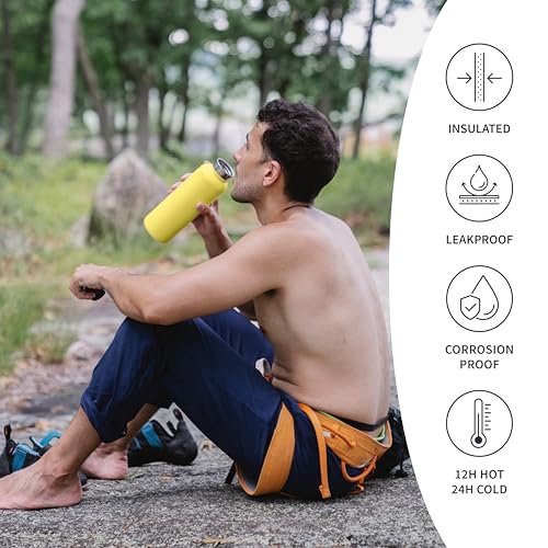 Bambaw 32 oz Water Bottle | Insulated Water Bottles | Water Bottle Stainless Steel | Insulated Travel Water Bottle | Insulated Water Bottle | Stainless Steel Water Bottles | 1 Liter Water Bottles