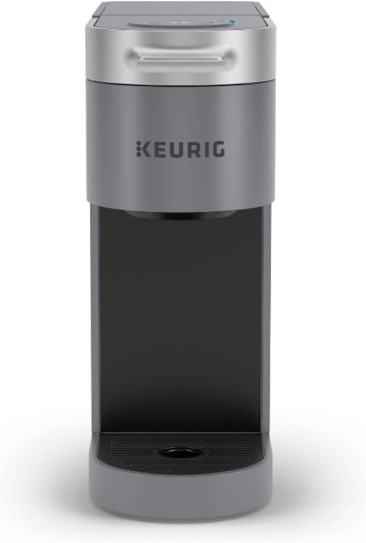 Keurig K-Slim Plus ICED Coffee Maker (Gray), Single Serve Iced Coffee Brewer for Home - Quick Brew System - Space-Saving Design - 3 Brew Sizes Bundle with Medium Roast Pods and Cleaning Cups (3 Items)