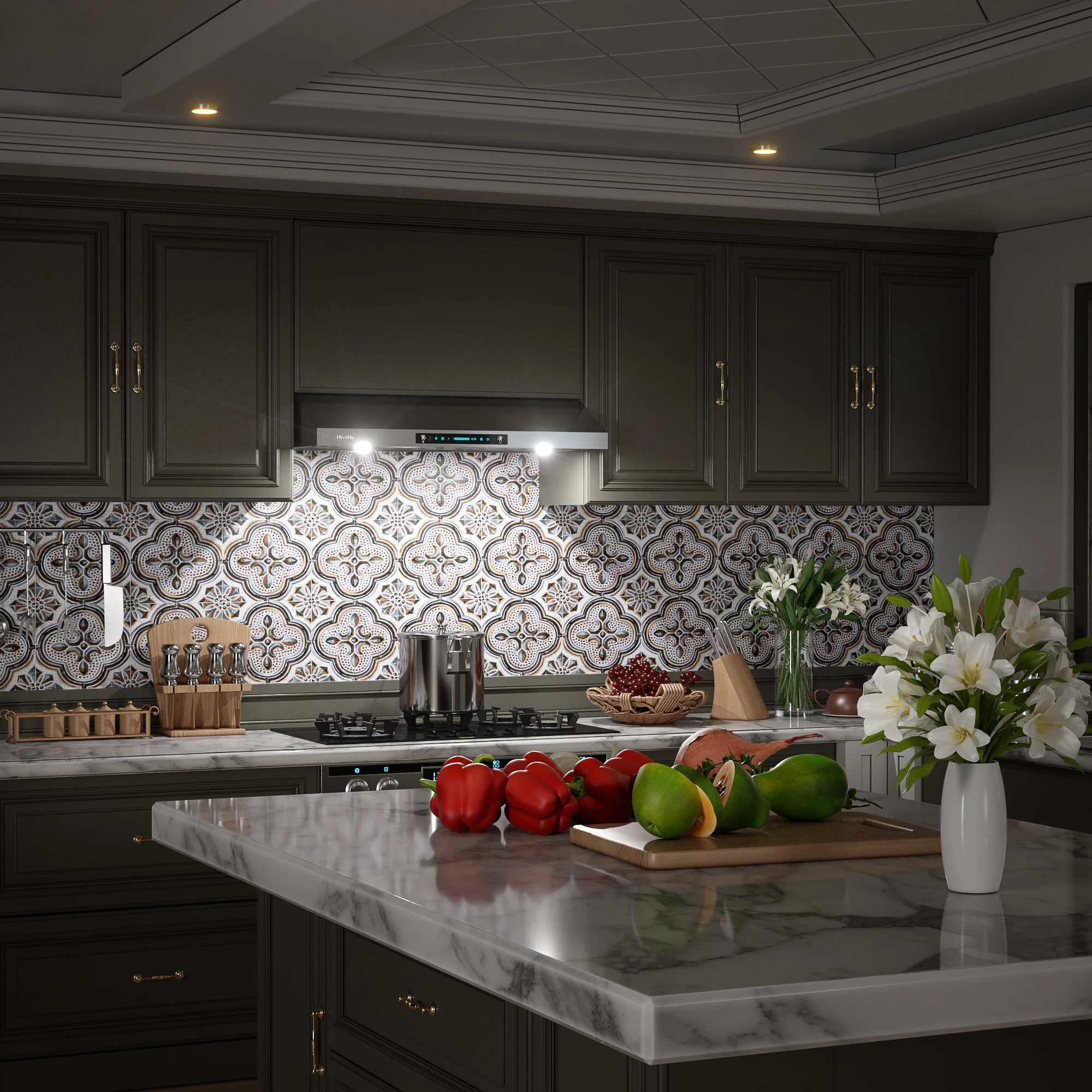 HisoHu Under Cabinet Range Hood 36 Inch with 900-CFM, 4 Speed Gesture Sensing&Touch Control Panel, Stainless Steel Kitchen Vent