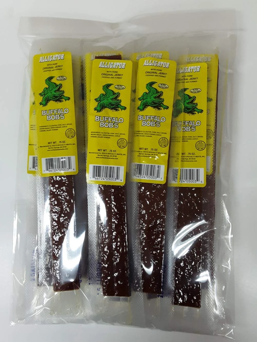 Buffalo Bob's Wild Game Meat Snacks - Original Alligator Jerky Strip (10 pack) - High-Protein Exotic Snack for Outdoors, Gift for Dad/Men, Unique Gift