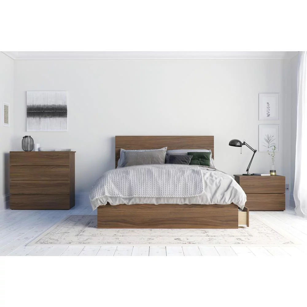 Bombay 4 Piece Full Size Bedroom Set, Walnut