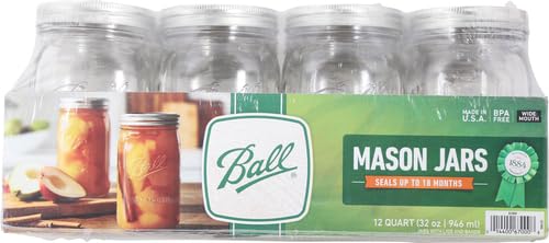 Jarden Ball Quart (32oz) Mason Jar Wide Mouth 12-pack, Clear