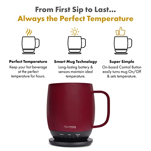 Nextmug - Temperature-Controlled, Self-Heating Coffee Mug (Black - 14 oz.)
