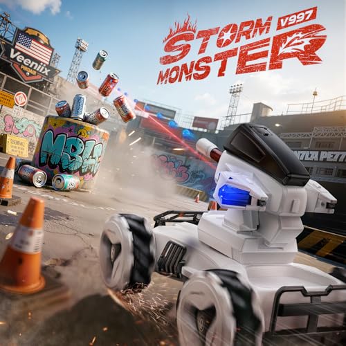 V997 RC Monster Truck with Mecanum Wheels, Large 4X4 Multiplayer Battle Car with Programming& All Terrain Conquer &120Mins Play Time,Unlimited Movement Shooting Car for Kids Age 14+ (Black)