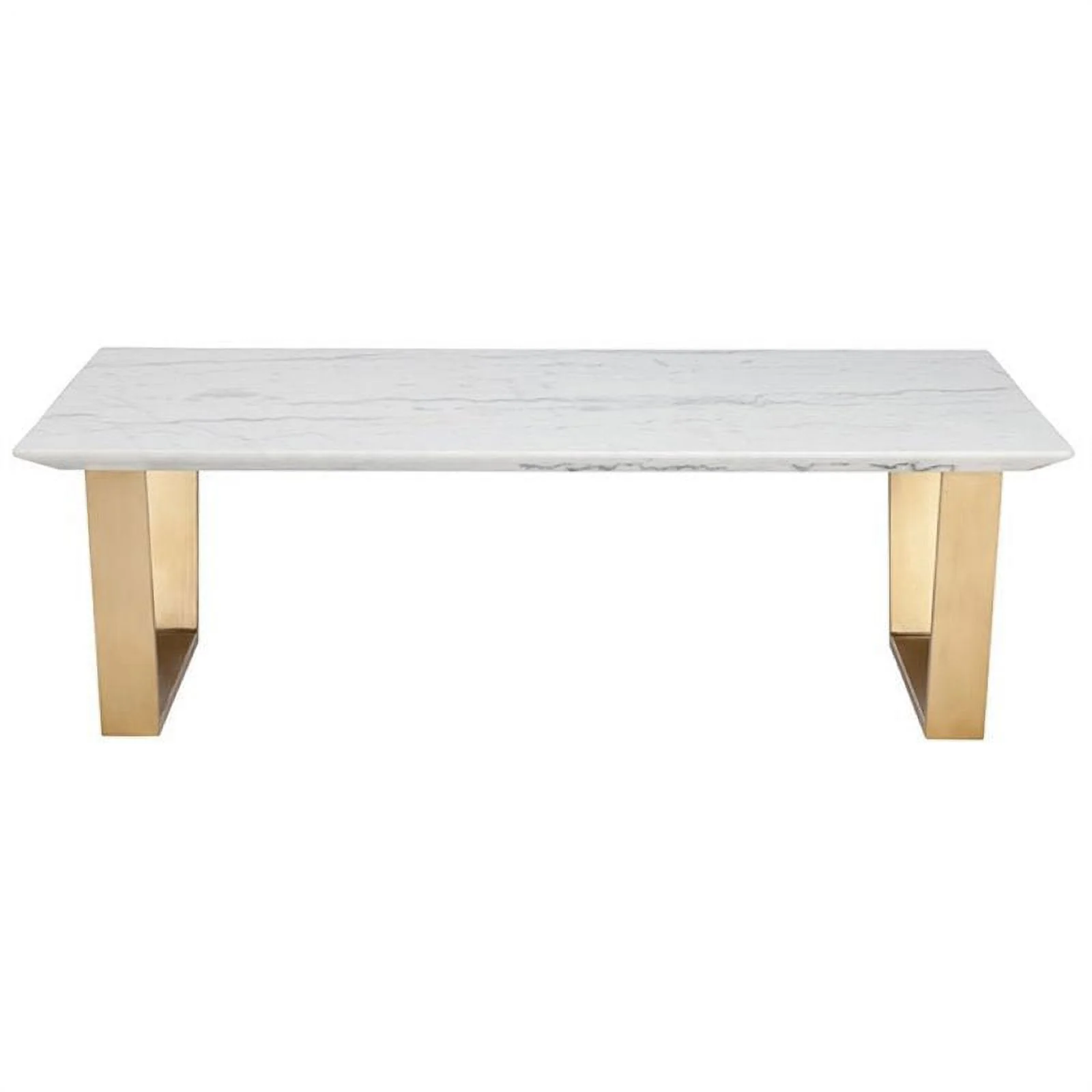 Maklaine Marble Top Coffee Table in Gold and White