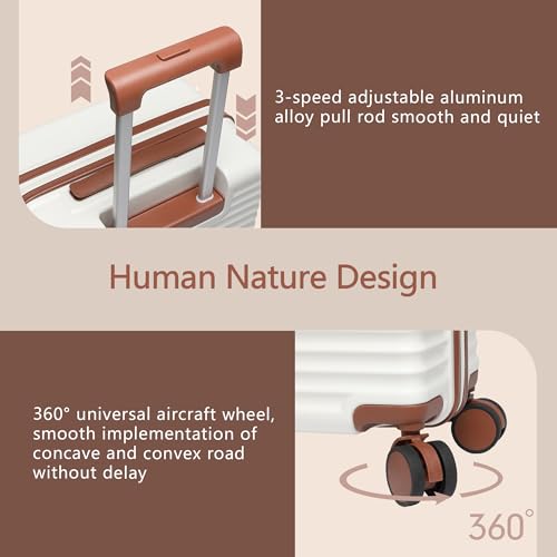 20-Inch Carry on Luggage,Carry-on Suitcase with Spinner Wheels and TSA Lock, 22x14x9 Airline Approved,Hardside Lightweight Travel Carry-on Luggage,Small Rolling Luggage (Beige, 20 Inch)