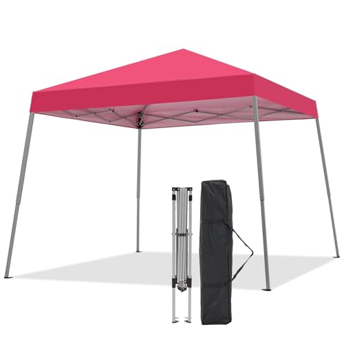 Canopy Tent, 10X10 FT Pop Up Canopy Outdoor Instant Tent Slant Legs with Carrying Bag, Portable Gazebo Shelter for Patio Deck Garden and Beach - 8X8 FT Canopy Cover (Blue)