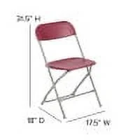 Emma + Oliver Set of 10 Red Stackable Folding Plastic Chairs - 650 LB Weight Capacity